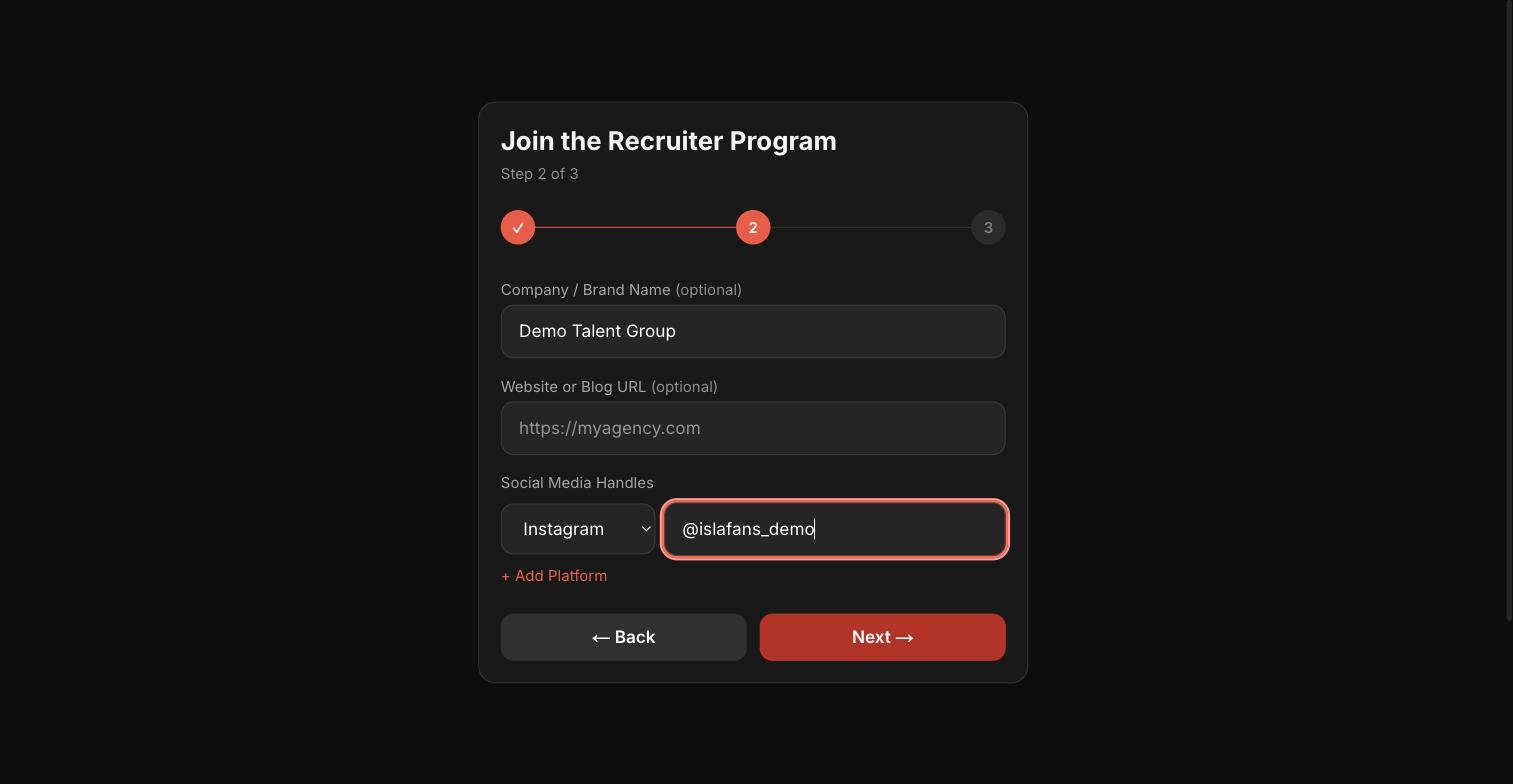 Apply to the Recruiter Program — screenshot 3