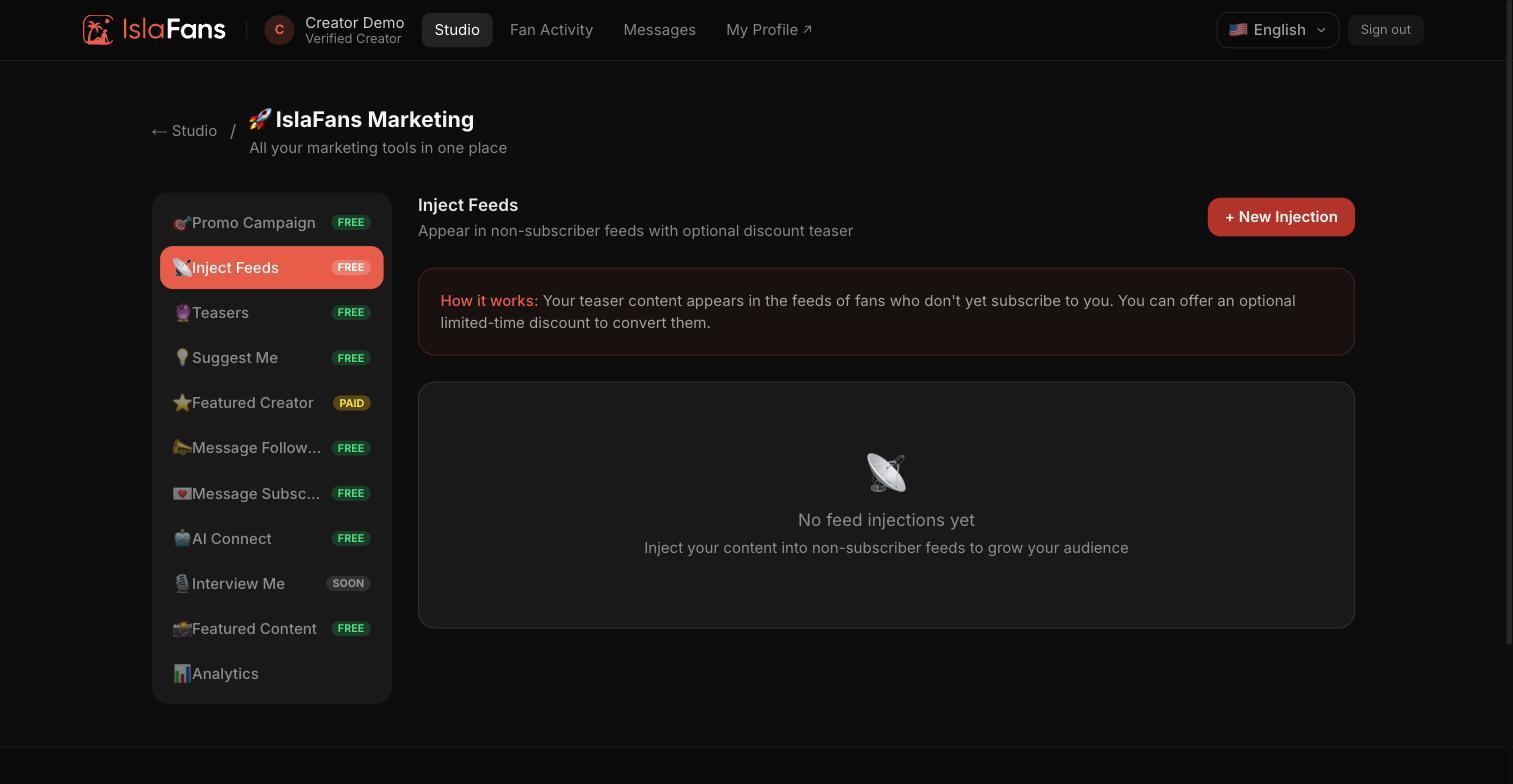 The Inject Feeds tab.
