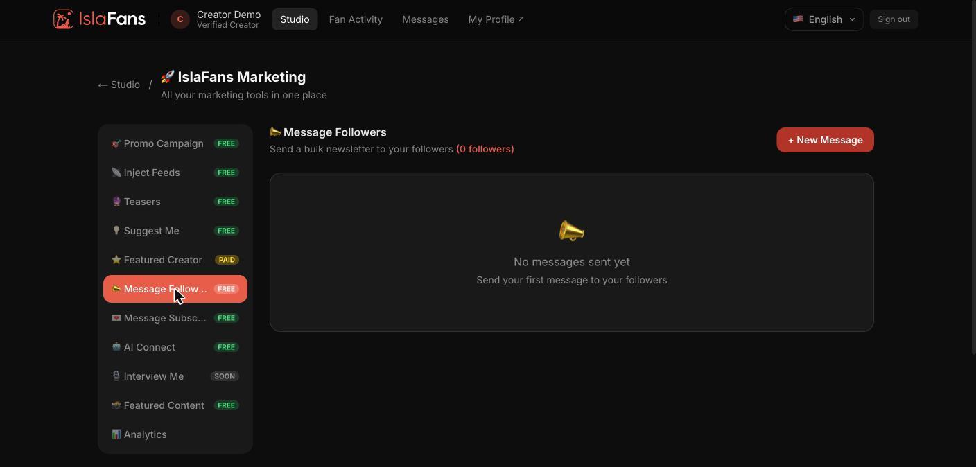 Send a bulk newsletter to your followers.