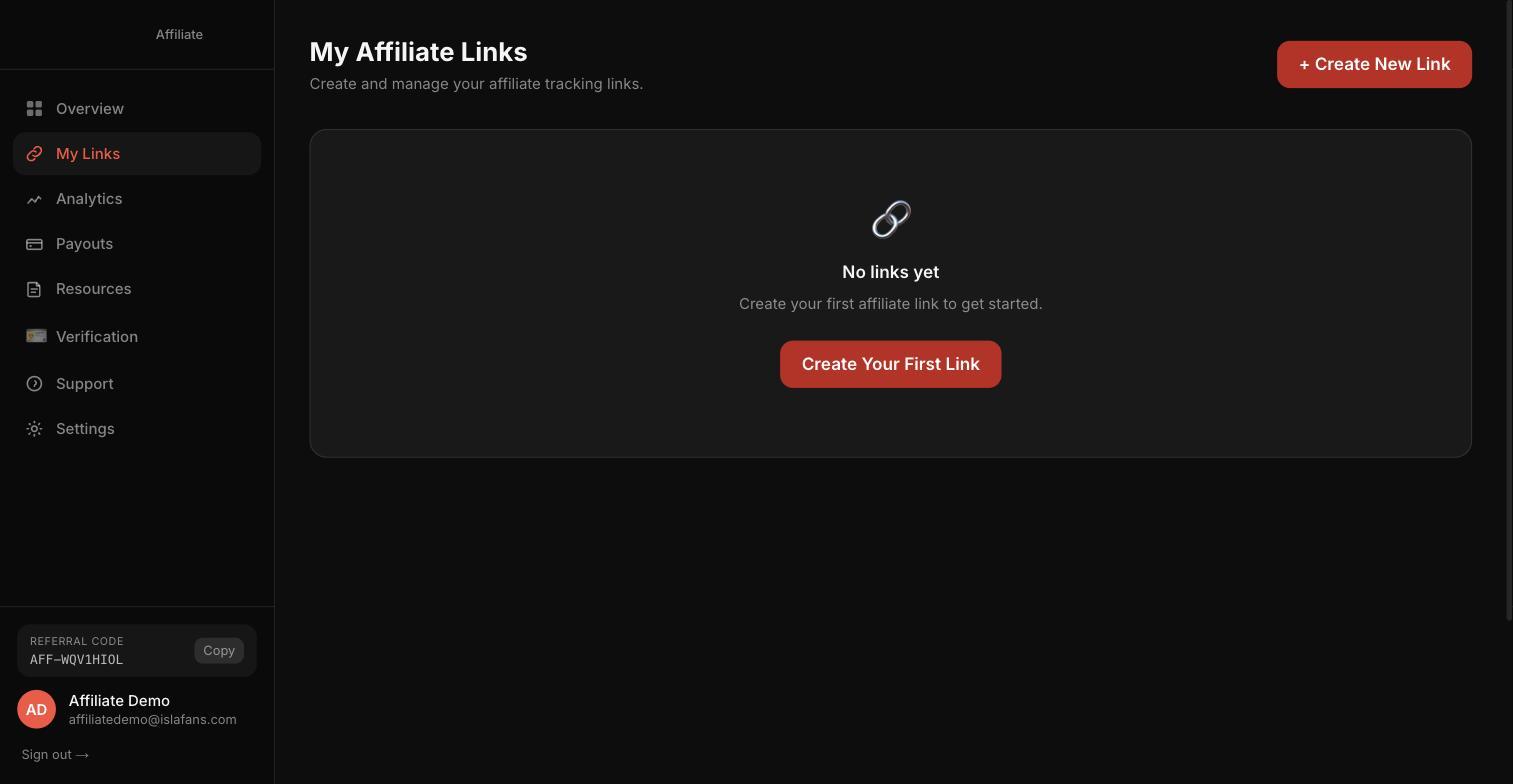 Open My Links — it starts empty.