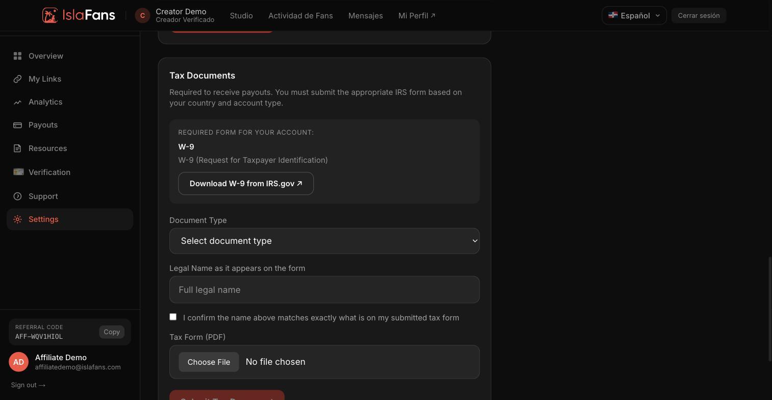 Submit Your Tax Document — screenshot 1