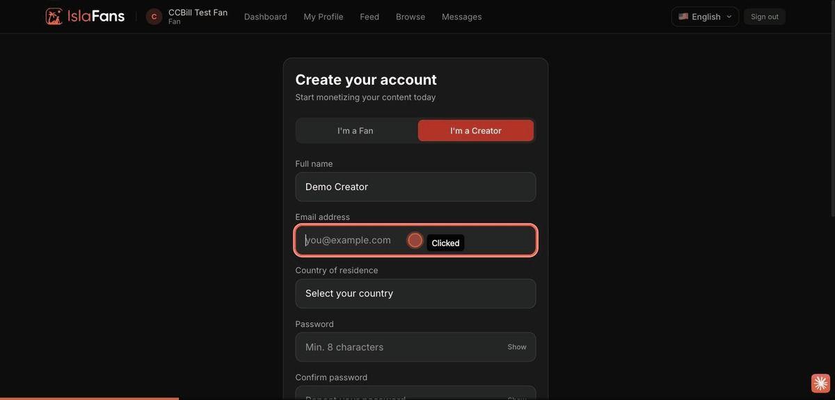 Sign up as a creator — screenshot 2