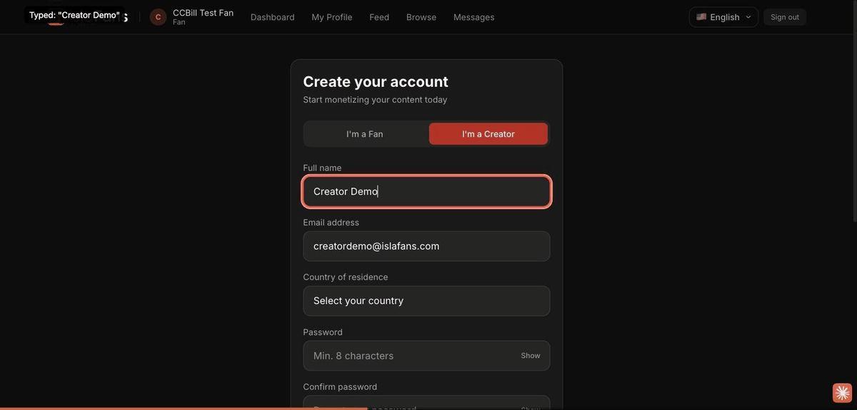 Enter your full name and email address.