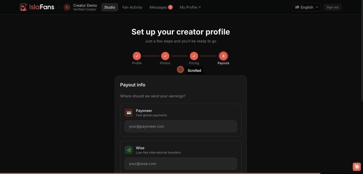 Complete your creator profile — screenshot 8