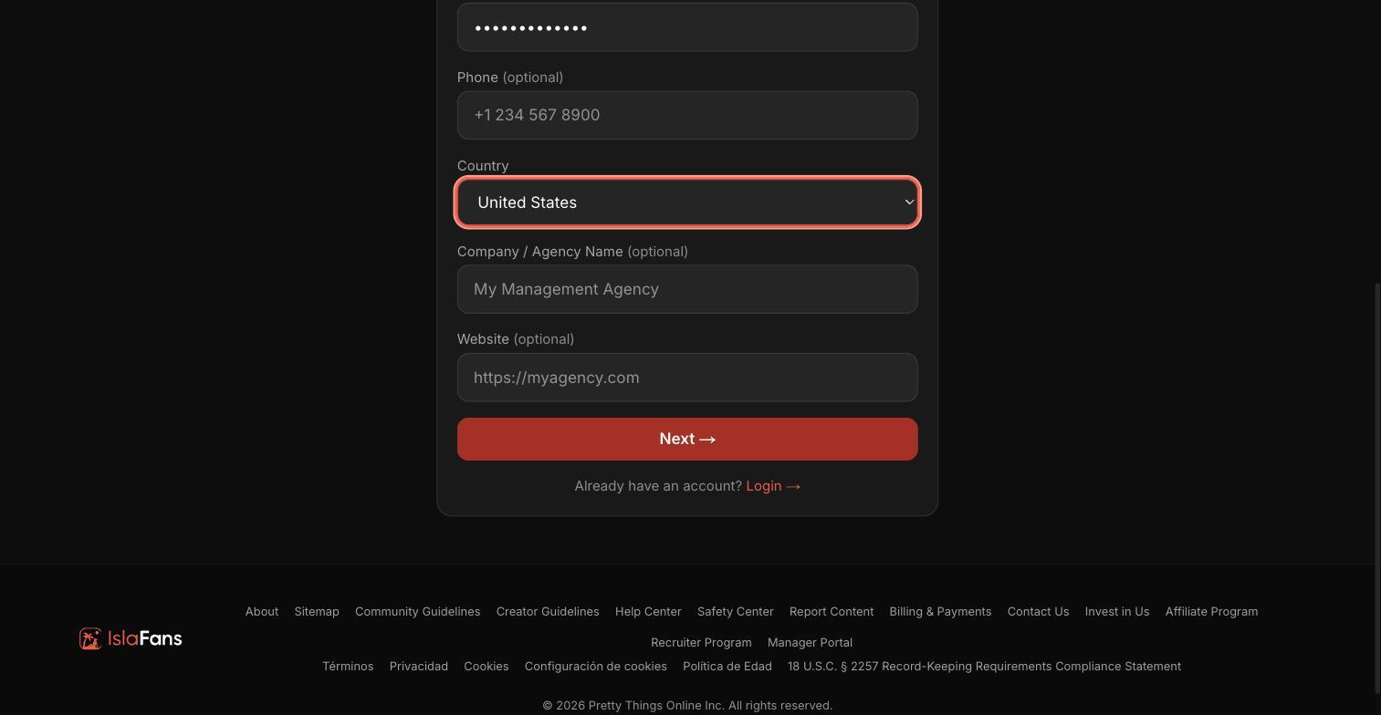 Create Your Manager Account — screenshot 3