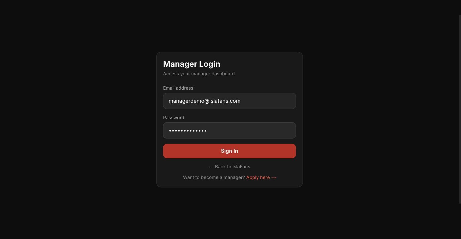 Enter your registered email address and password on the Manager Login page.
